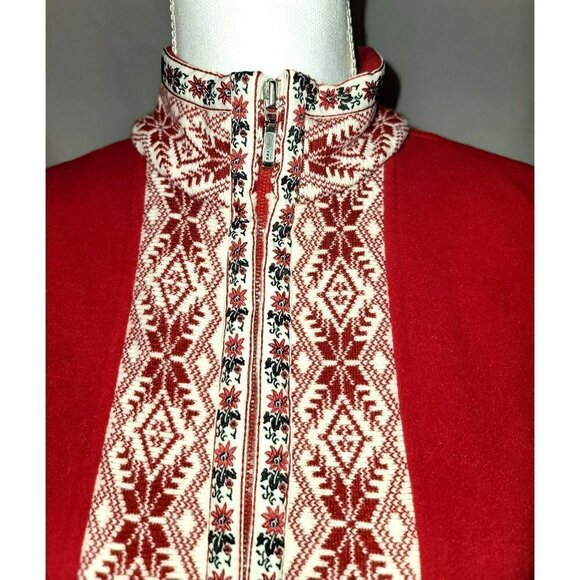 LL Bean Red Fair Isle Fleece Sweater Vest - Size Small - Picture 7 of 11